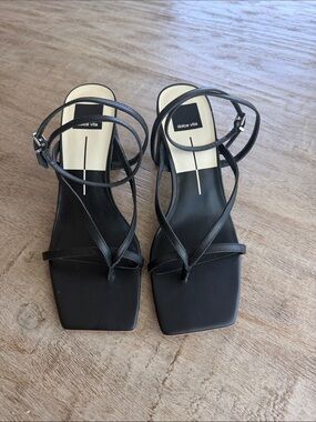 Dolce Vita Black Strappy Square-Toe Block Heels